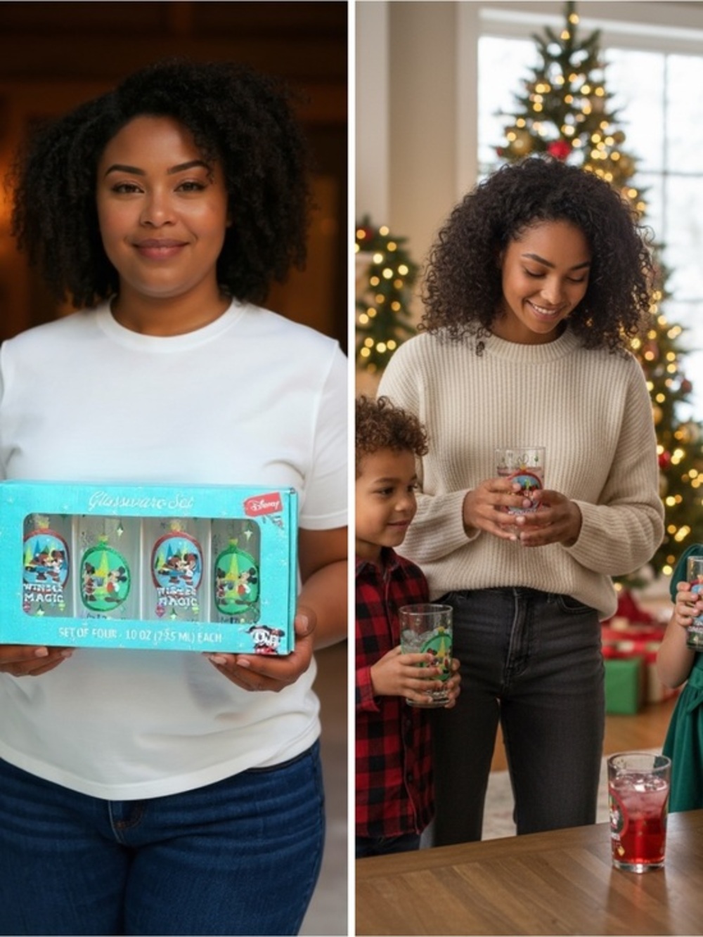 NIB Silver Buffalo Disney Winter Magic Christmas Glassware Set (4-Pack, 10 oz)